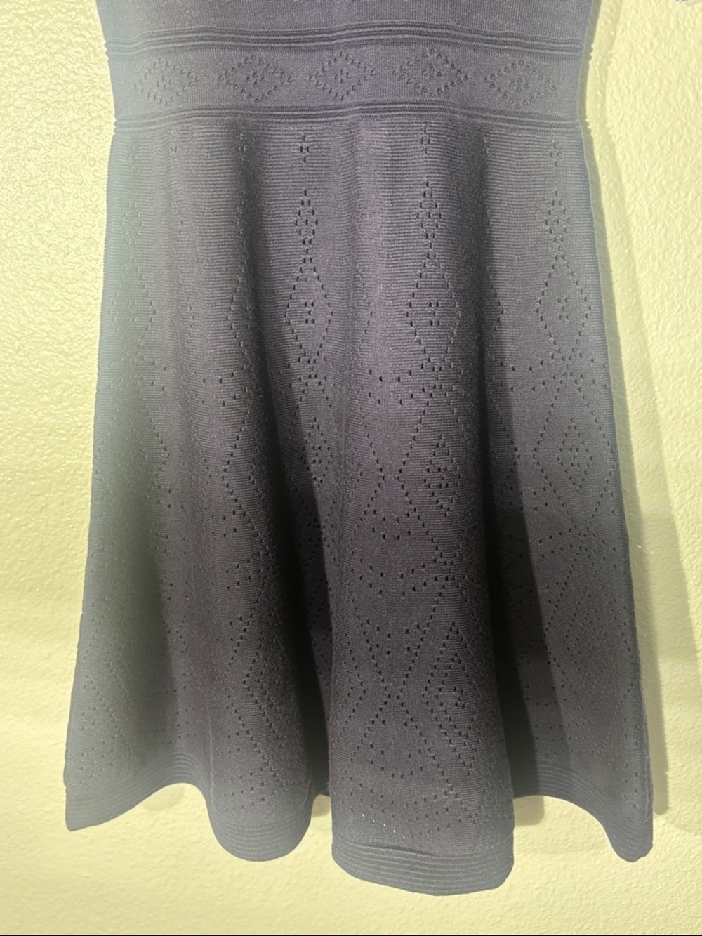Eliza J Classic Navy V-Neck A-Line Fit-and-Flare  Knit Sweater Dress - Picture 12 of 16